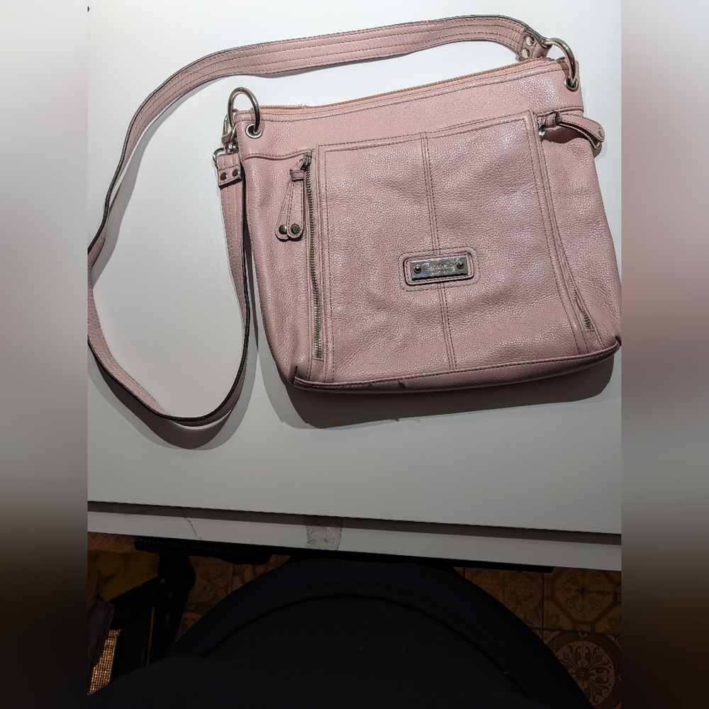 Tignanello Pink Leather Crossbody Purse